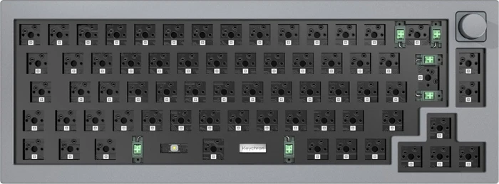 Keychron Q2 QMK Custom Knob Version, 65% Layout, Barebone Tastatur, Silver Grey, ISO