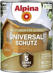 Alpina Farben Universal-Schutz Holz-Lasur außen kastanie, 2.5l