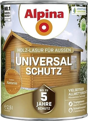 Alpina Farben Universal-Schutz Holz-Lasur außen Holzschutzmittel, 2.5l