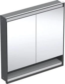 Geberit ONE Spiegelschrank ComfortLight, Nische, 2 Türen, UP-Montage, 90cm, schwarz matt/Aluminium pulverbeschichtet