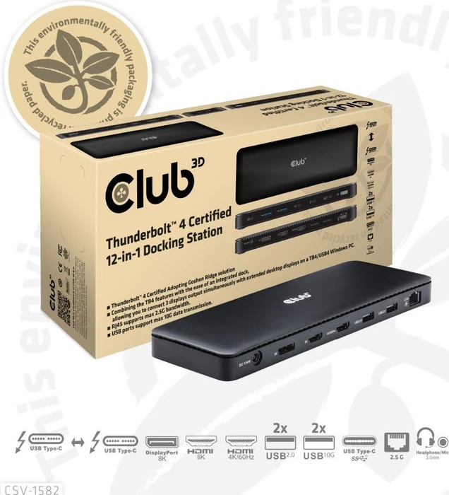 Club 3D 12-in-1 Docking-Station, Thunderbolt 4 [Buchse]