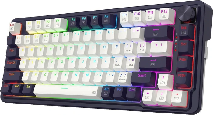 Redragon Ucal K673 Pro, schwarz/weiß, LEDs RGB, Redragon RED, USB/Bluetooth, US