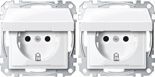 Merten System M SCHUKO-Steckdose Thermoplast brillant, polarweiß glänzend