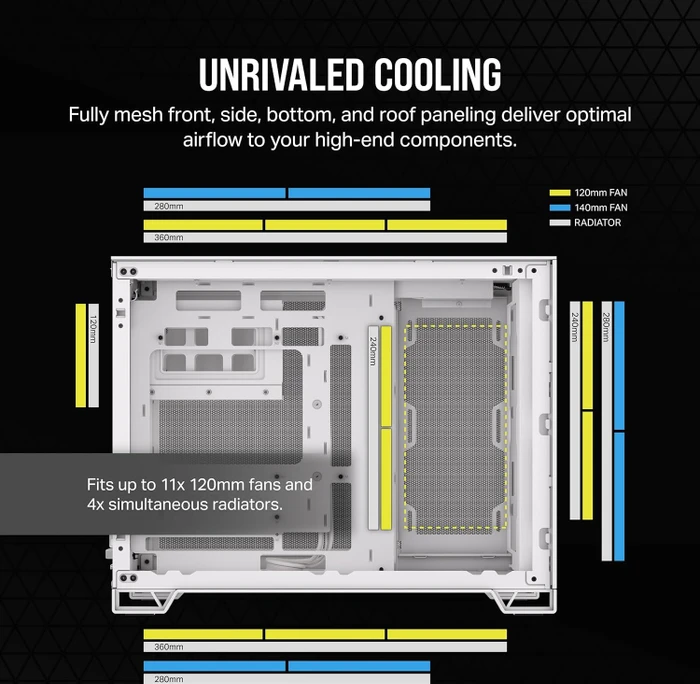 Corsair 2500D Airflow, weiß, Glasfenster