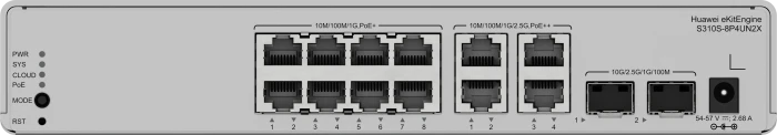 Huawei eKit SME Network eKitEngine S310S Series Desktop Gigabit Managed Switch, 12x RJ-45, 2x SFP+, 125W PoE++