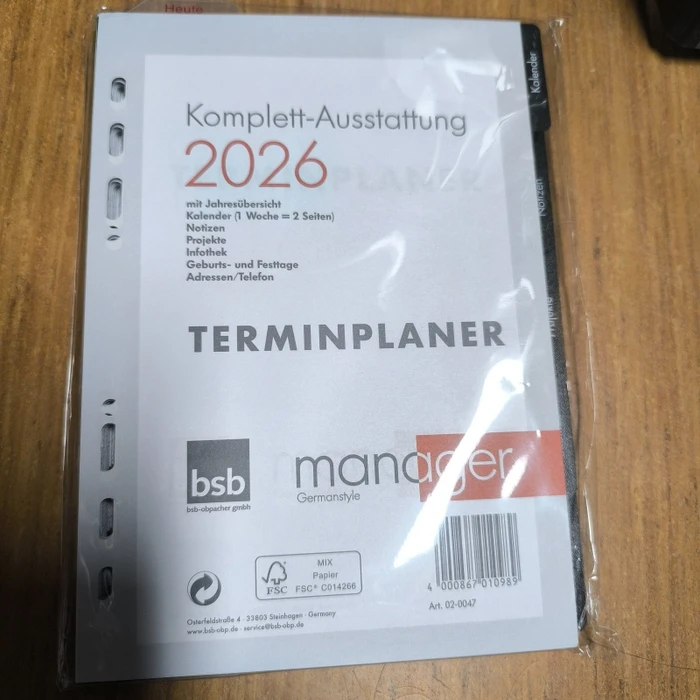bsb-obpacher Kalender Kompakt Ersatzeinlage Komplett-Ausstattung, A5