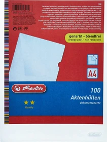 Herlitz Economy Sichthülle für Akten genarbt, A4, transparent, 100er-Pack