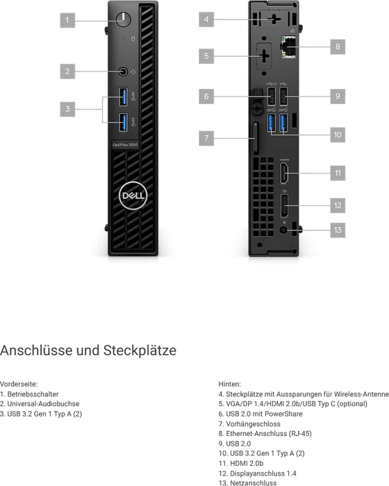 Dell OptiPlex 3000 MFF, Core i5-12500T, 8GB RAM, 256GB SSD