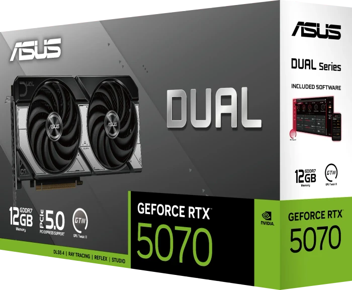 ASUS Dual GeForce RTX 5070, DUAL-RTX5070-12G, 12GB GDDR7, HDMI, 3x DP