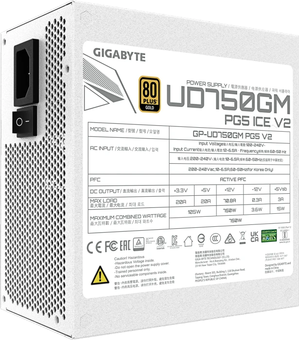 GIGABYTE UD750GM PG5 V2 ICE weiß 750W, ATX 3.1