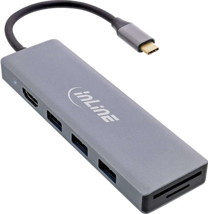 InLine Multifunktions-Hub + Card Reader, 3x USB-A 3.0, HDMI, SD Card, PD 100W, USB-C 3.0 [Stecker]