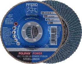 Pferd PFC 115 Z 80 SG POWER STEELOX POLIFAN Fächerschleifscheibe K80, 115x22.23mm, 10 Stück