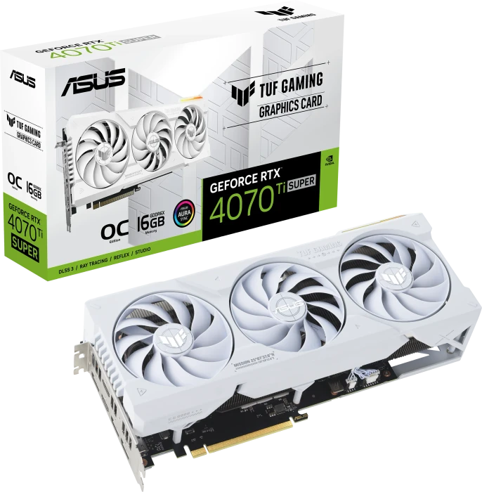 ASUS TUF Gaming GeForce RTX 4070 Ti SUPER OC White, TUF-RTX4070TIS-O16G-WHITE-GAMING, 16GB GDDR6X, 2x HDMI, 3x DP