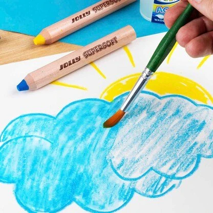 Jolly Supersoft 3 in 1 (Buntstift/Wachsmalkreide/Aquarellstift, wasservermalbar) Multifunktionsstift sortiert, 12er-Set