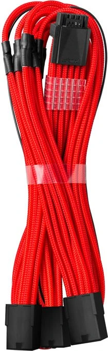 CableMod Pro ModMesh 12VHPWR PCI-e Extension, 3x 8-Pin PCIe Stecker auf 16-Pin PCIe 5.0 12VHPWR Stecker, Adapterkabel, rot, 45cm
