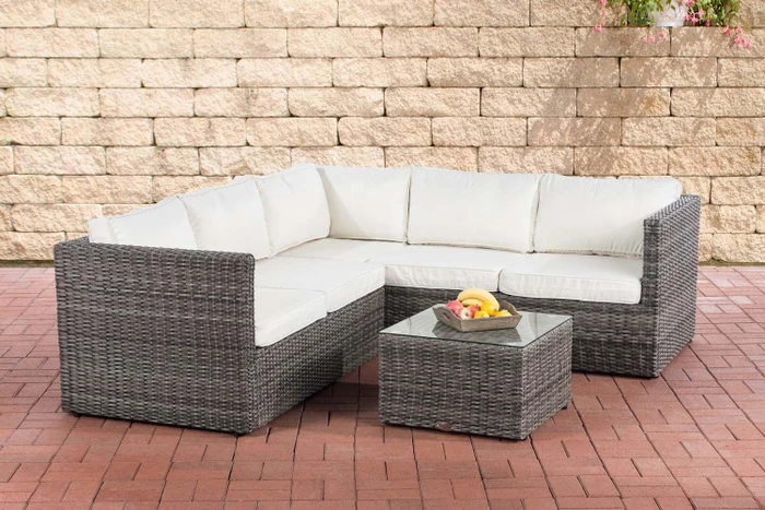 CLP Polyrattan Liberi Gartenmöbel-Set grau/cremeweiß, 2-tlg. (111255008)
