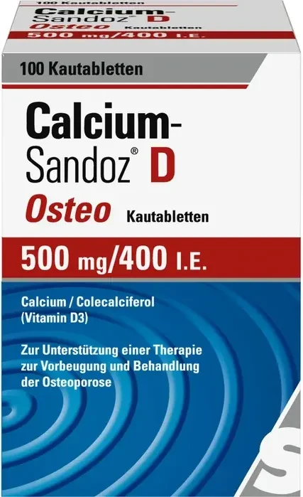 Hexal Calcium Sandoz D Osteo 500mg/400 I.E Kautabletten, 100 Stück