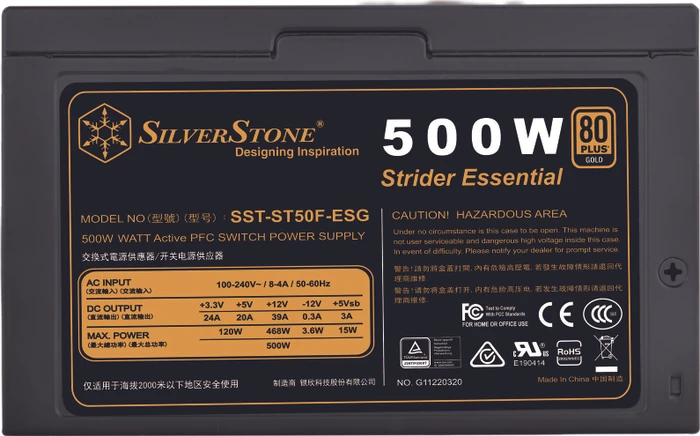 SilverStone Strider Essential Series Gold 500W, ATX 2.3