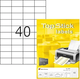 TopStick Etiketten Universal, 52.5x29.7mm, weiß, 1000 Blatt (40000 Etiketten)