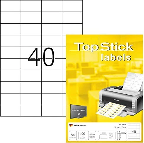 TopStick Etiketten Universal, 52.5x29.7mm, weiß, 1000 Blatt (40000 Etiketten)