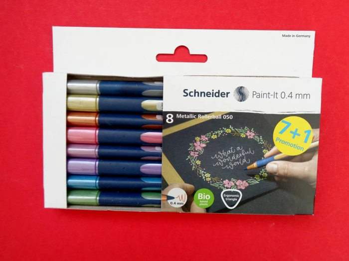 Schneider Paint-It 050 Metallic Tintenroller (Mine) sortiert, 8er-Pack