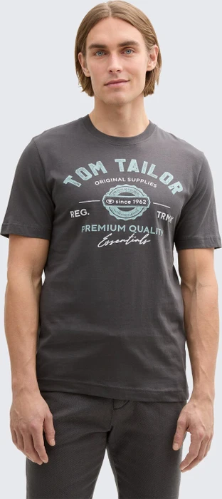 Tom Tailor Logo-Print T-Shirt kurzarm tarmac grey (Herren)