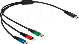 DeLOCK USB Ladekabel 3 in 1 USB Type-C zu Lightning/Micro USB/USB Type-C 0.3m