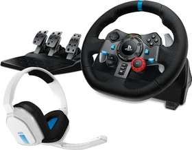 Logitech G29 Driving Force USB inkl. Astro A10 Headset weiß (PS5/PS4/PS3/PC)