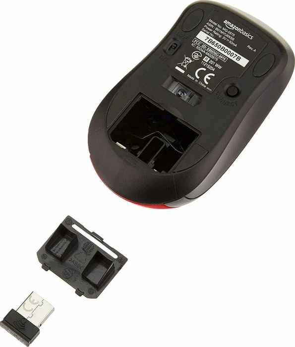AmazonBasics Kabellose Maus rot, USB