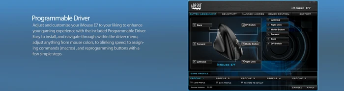 Adesso iMouse E7 Vertical Ergonomic Programmable Mouse schwarz, Linkshänder, USB