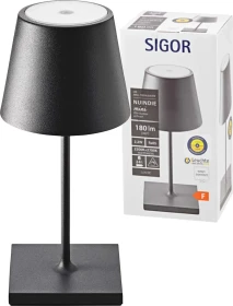 Sigor Nuindie mini Akku-Tischleuchte rund schwarz