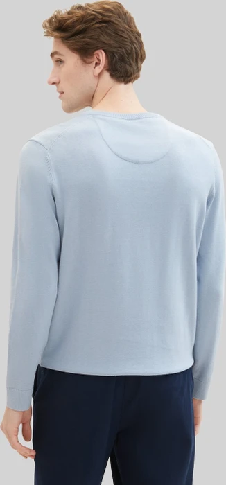 Tom Tailor Strickpullover mit V-Ausschnitt aus Baumwolle Strickpullover blau (Herren)