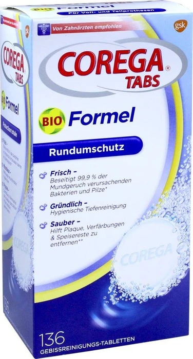 Corega Tabs Bio Formel Reinigungstabs, 136 Stück