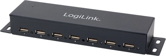 LogiLink Wallmount USB-Hub, 7x USB-A 2.0, USB-B 2.0 [Buchse]