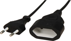McPower Verlängerungskabel schwarz H03VVH2-F 2x0,75, Euro-Stecker, 1m