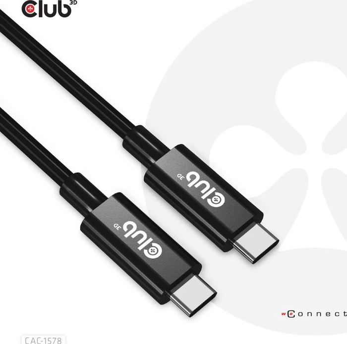 Club 3D USB4 Kabel, USB4 Gen3x2, 40Gb/s, 8K60Hz, 240W PD EPR, USB-C Stecker auf USB-C Stecker, 2m
