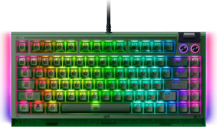 Razer BlackWidow V4 75%, Phantom Green - 20th Anniversary Edition, hot-swap, Razer ORANGE Tactile Gen-3, USB/Bluetooth, US