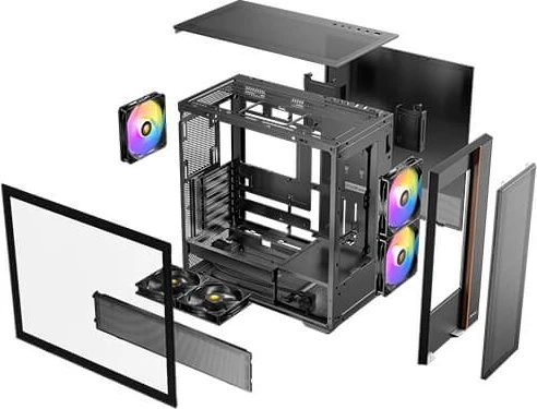 Antec Flux Rear, schwarz/braun, Glasfenster