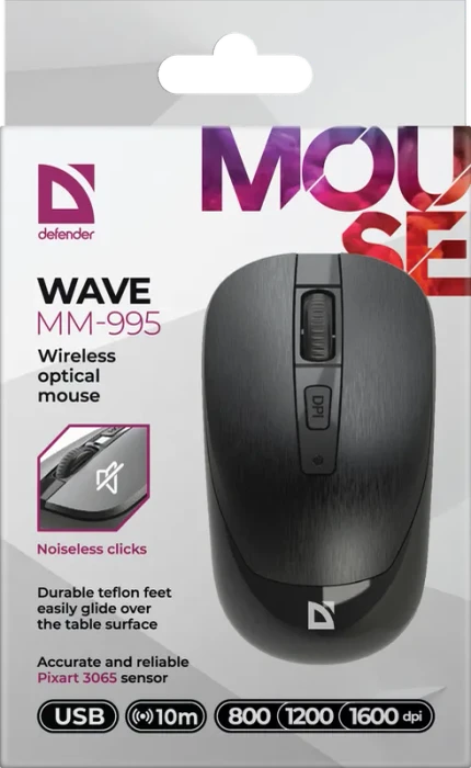 Defender Wave MM-995 Wireless Optical Mouse schwarz, USB