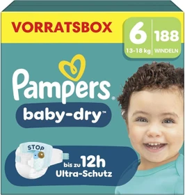 Pampers Baby-Dry Gr.6 Einwegwindel, 13-18kg, 188 Stück