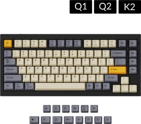 Keychron Q1/Q2/K2 OEM Dye-Sub Keycap-Set Wheat Gray, Kunststoff (PBT), Wheat Gray, gelb/grau/beige, 97 Tasten (83+14), ANSI-US