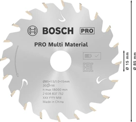 Bosch Professional Standard Multi Material Kreissägeblatt 30Z, 85x1.5x15mm, 1 Stück