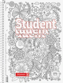 Brunnen Student Premium ZENart Collegeblock, A4, Lineatur 27, Schmetterling, 80 Blatt