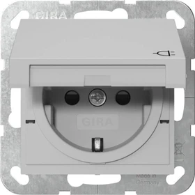 Gira SCHUKO-Steckdose 16 A 250 V~ mit Klappdeckel und erhöhtem Berührungsschutz (Safety Plus) Schraubklemmen grau matt