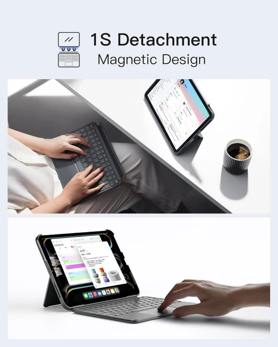 Inateck ACE Touch Ultraleicht Tastatur für iPad Pro 11" (M4), grau, UK