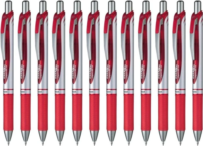 Pentel EnerGel XM BL77 Gelroller rot/silber, 12er-Pack