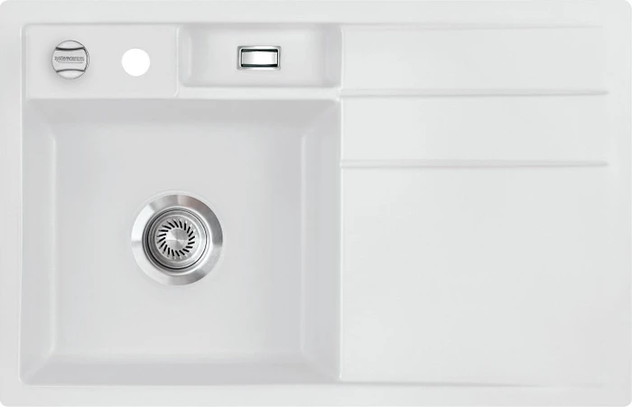 systemceram Bela 78 F Einbau Becken links mit Ablauffernbedienung satin