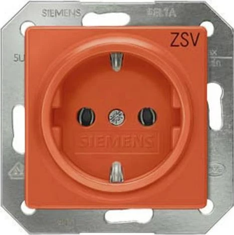 Siemens DELTA i-system Schuko-Steckdose mit Bedruckung ZSV, orange