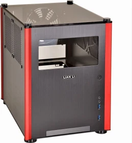 Lian Li PC-Q36WRX schwarz/rot, Acrylfenster, Mini-ITX
