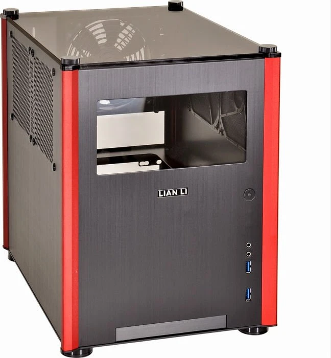 Lian Li PC-Q36WRX schwarz/rot, Acrylfenster, Mini-ITX